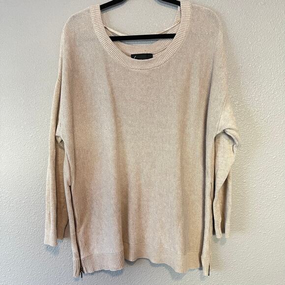 Lane Bryant Popover Knit Wide Crewneck Side Zipper Detail Tan Sweater Plus 18/20 - Picture 2 of 7